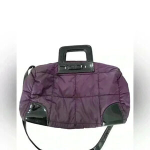 Kate Spade Plum Nylon Puffer Quilted Bag Purse Brown Patent Handel & Strap